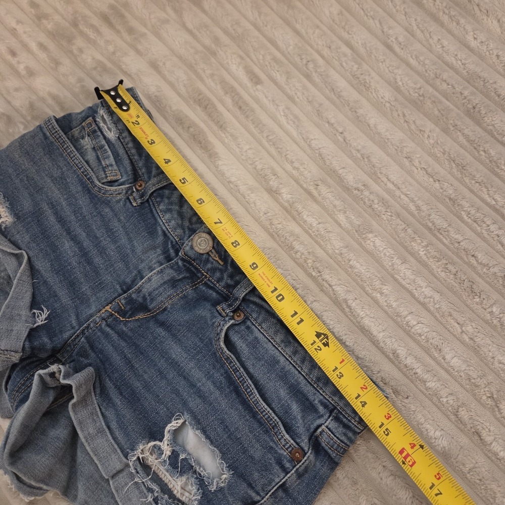 Aeropostale Denim Shorts Size 4 Blue Jean Distressed Ripped Cuffed Low Rise y2k - Picture 10 of 10
